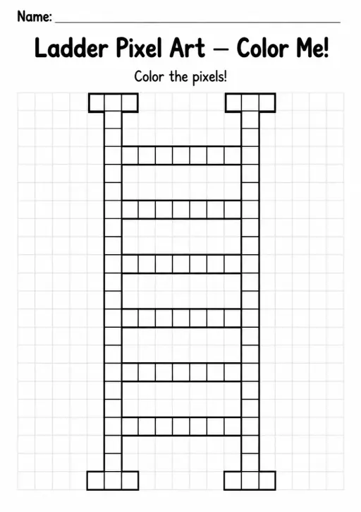 Ladder Pixel Art Coloring Page