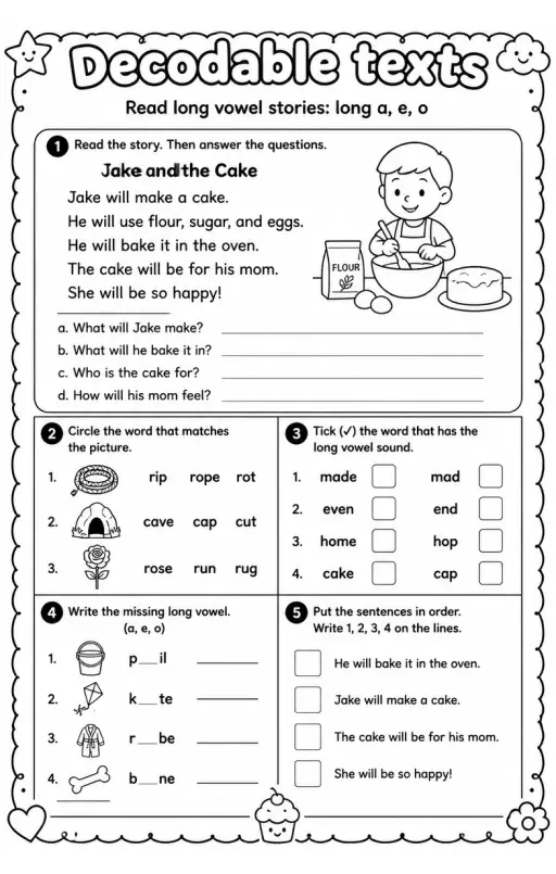 Read long vowel stories: long a, e, o
