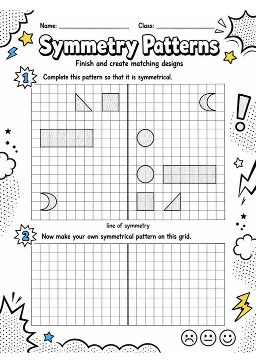 Symmetry Patterns - Grade 3 Math Worksheet