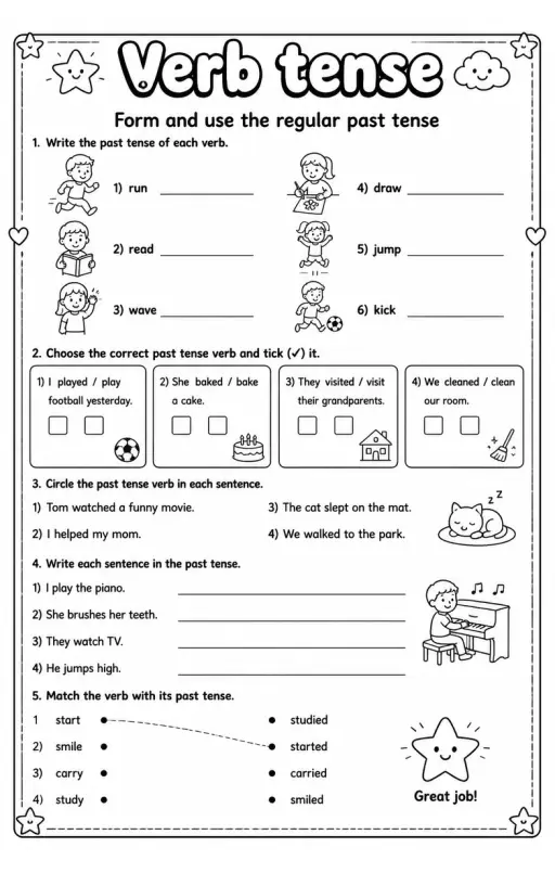 Form and use the regular past tense