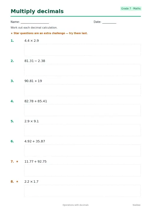 Multiply decimals