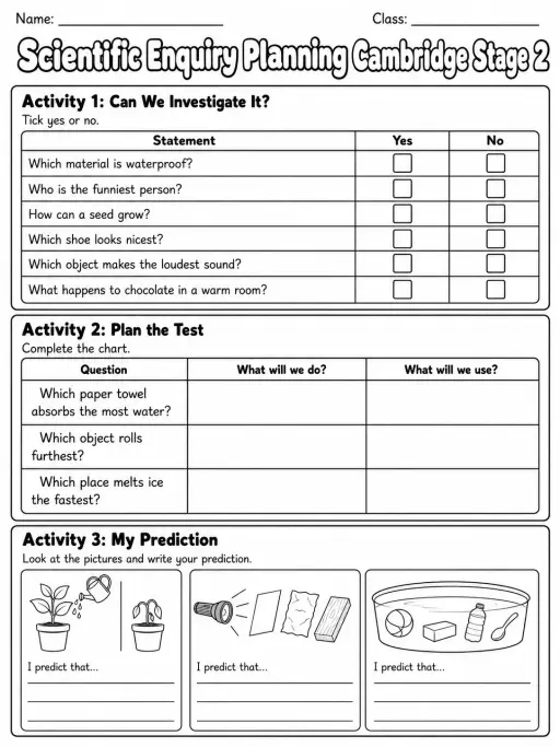 Scientific Enquiry Planning Cambridge Stage 2