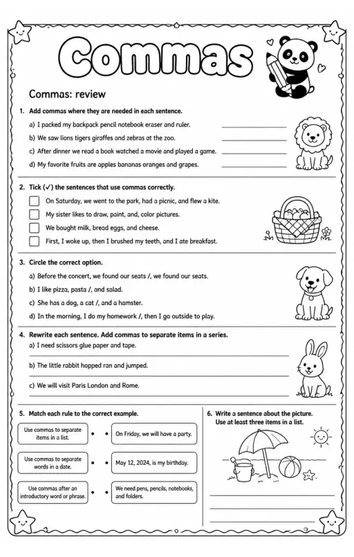 Commas: review