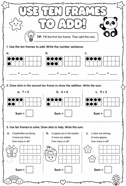 Use ten frames to add