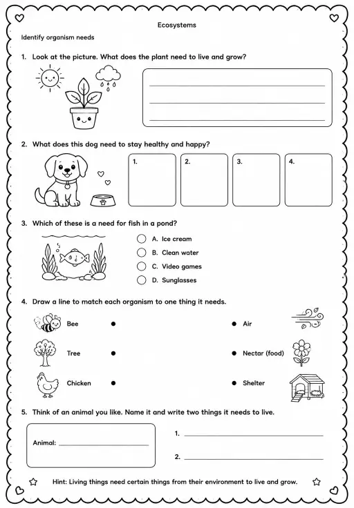 Identify organism needs