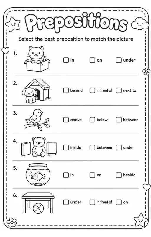 Select the best preposition to match the picture