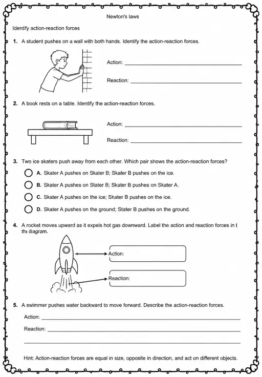 Identify action-reaction forces