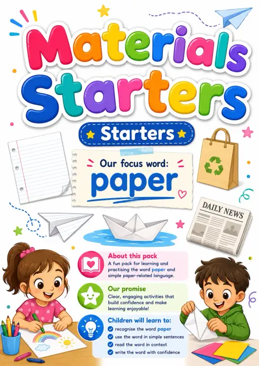 Materials Starters Vocabulary Worksheet Pack