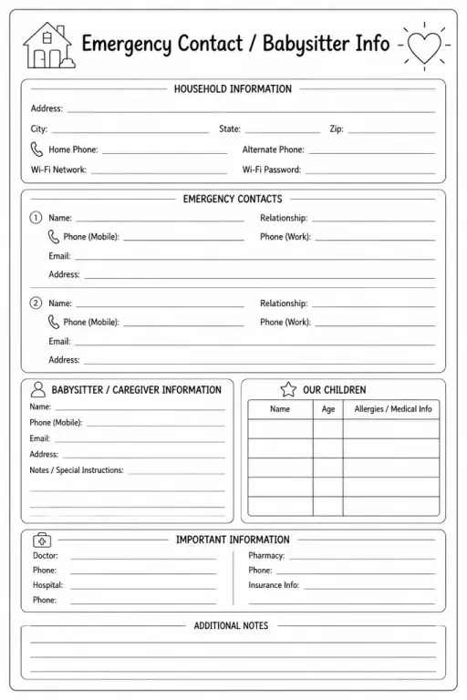 Emergency Contact / Babysitter Info