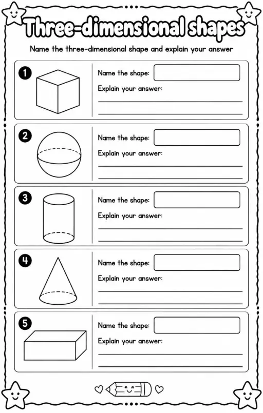 Name the three-dimensional shape and explain your answer