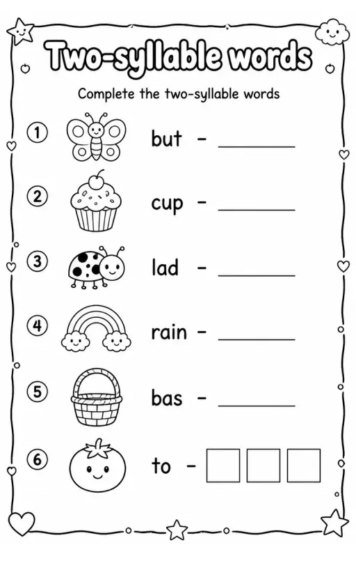 Complete the two-syllable words