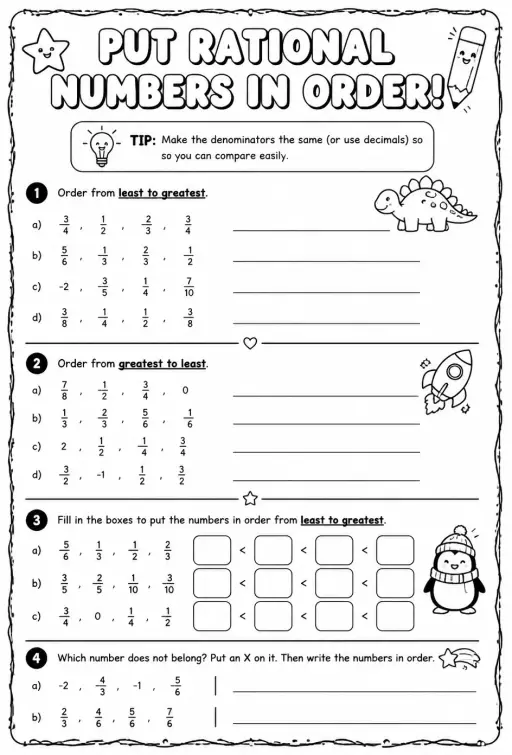 Put rational numbers in order