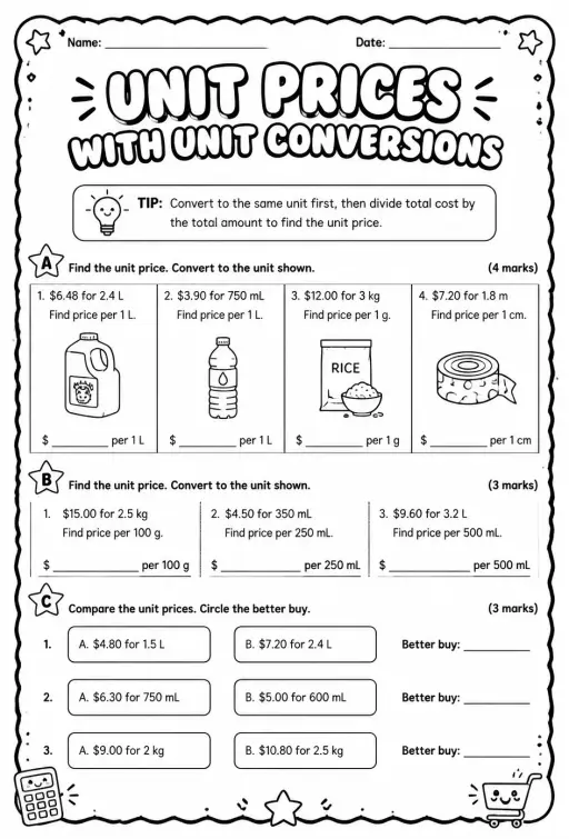 Unit prices with unit conversions