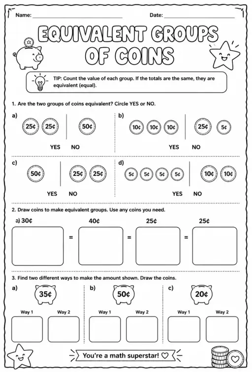 Equivalent groups of coins
