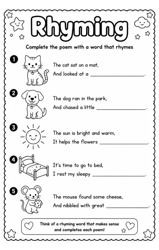 Complete the poem with a word that rhymes