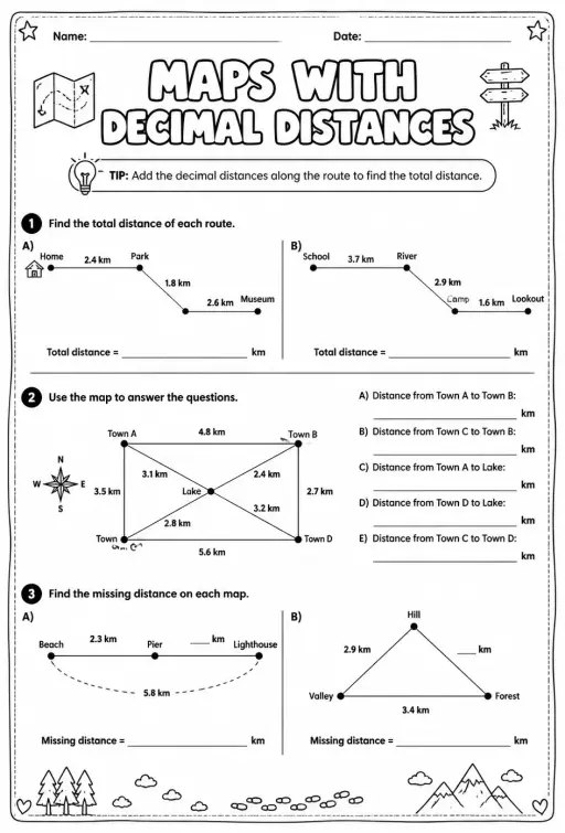 Maps with decimal distances