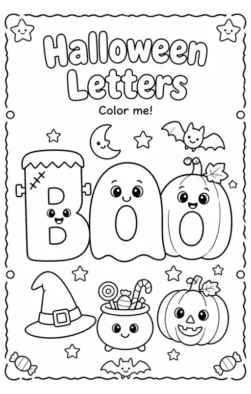 Halloween Letters Coloring Page