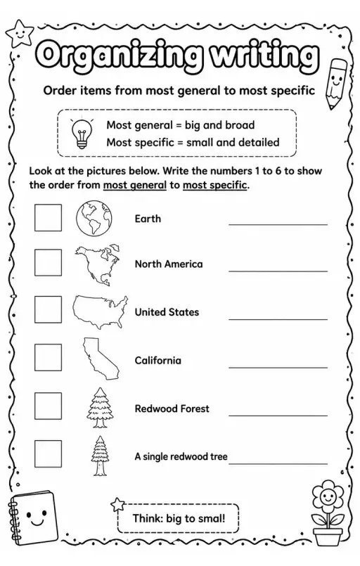 Order items from most general to most specific