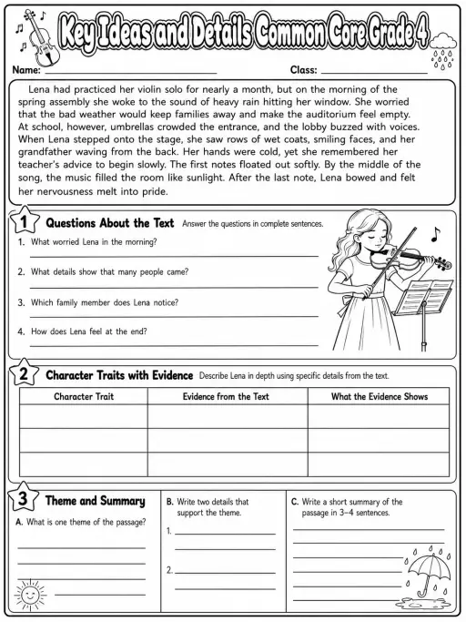 Key Ideas and Details Common Core Grade 4