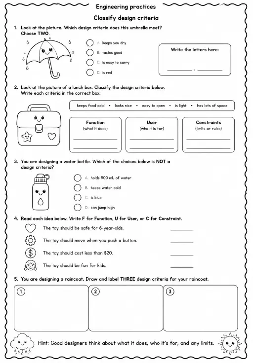 Classify design criteria