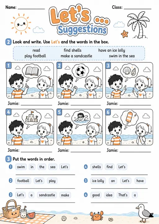Let's Suggestions Practice | Grade 1 Grammar Worksheet