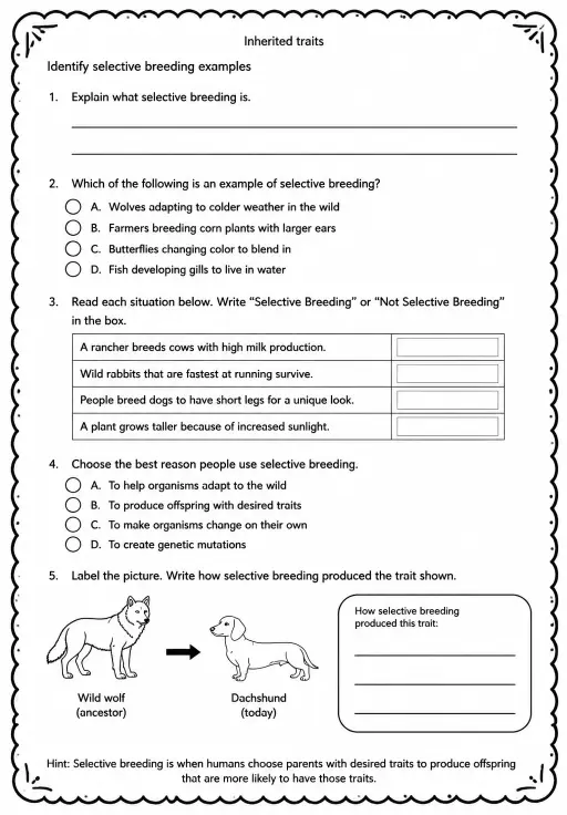 Identify selective breeding examples