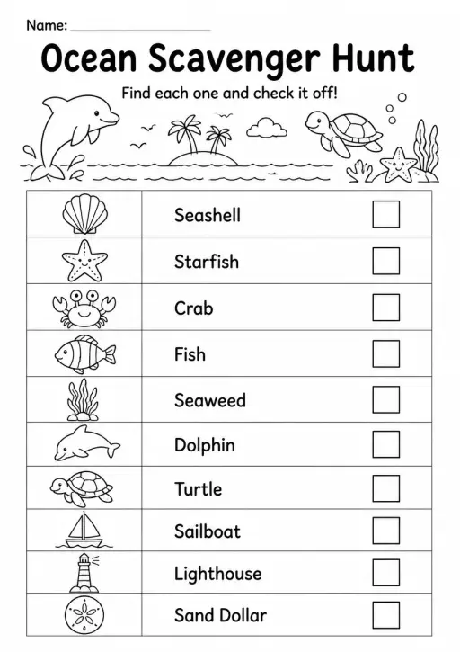 Ocean Scavenger Hunt — Grade 1