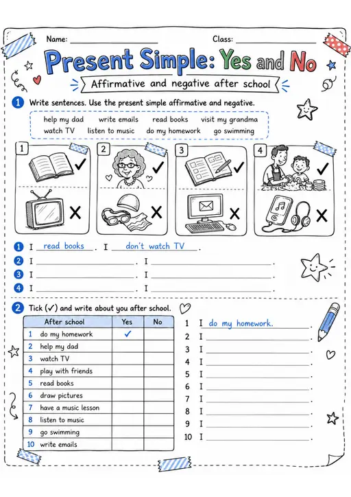 Present Simple: Yes And No | Grades 2-3 Grammar Worksheet