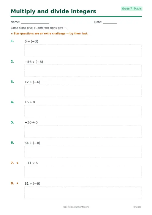 Multiply and divide integers