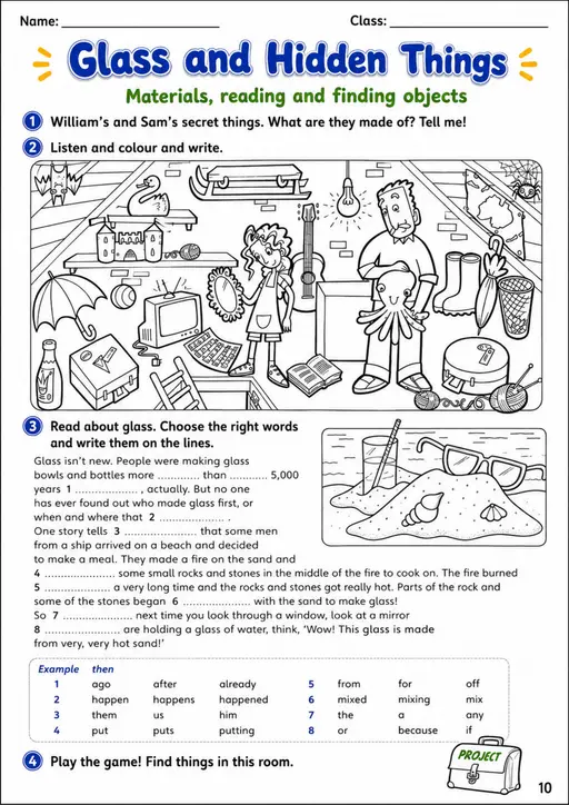 Cambridge Flyers - Glass and Hidden Things | Free Worksheet