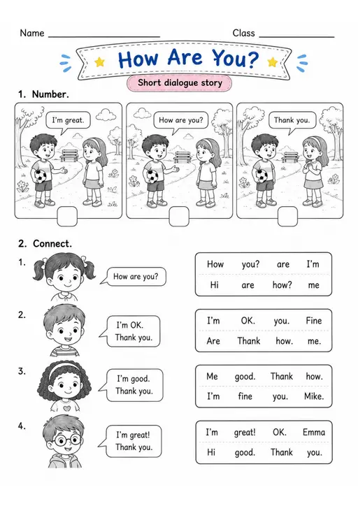How Are You? | Grade 1 Reading Worksheet