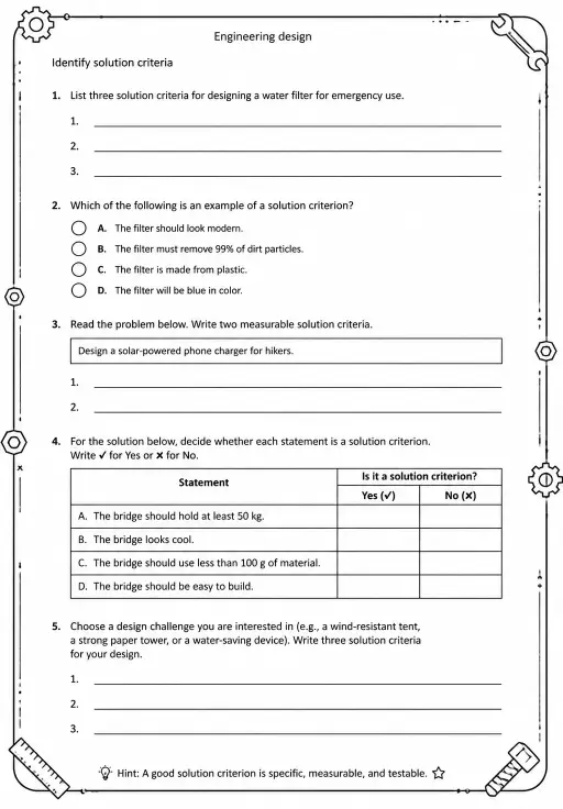 Identify solution criteria