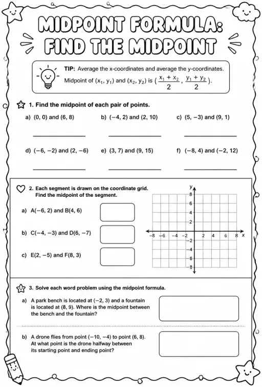 Midpoint formula: find the midpoint
