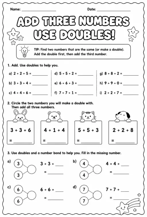 Add three numbers - use doubles