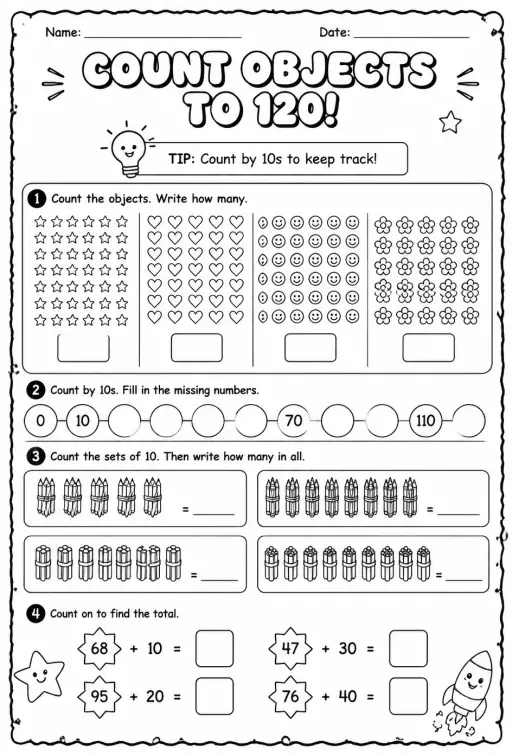 Count objects to 120
