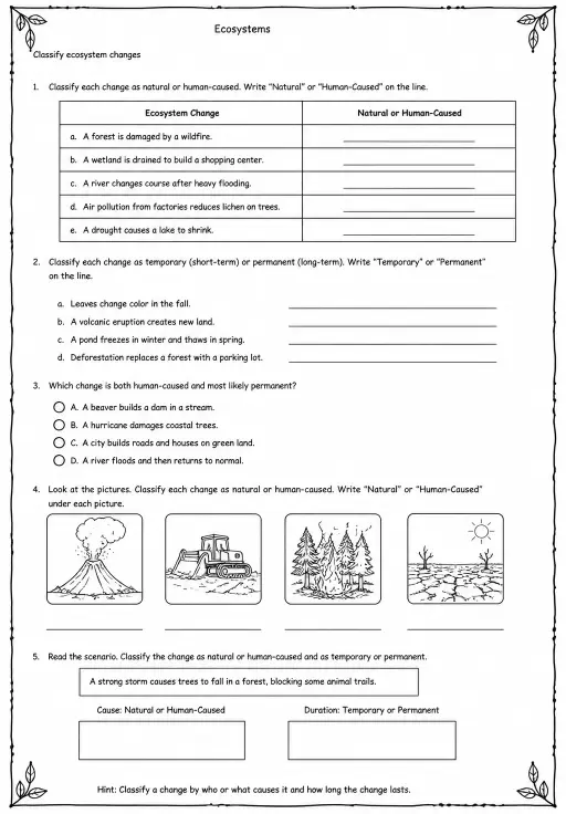 Classify ecosystem changes