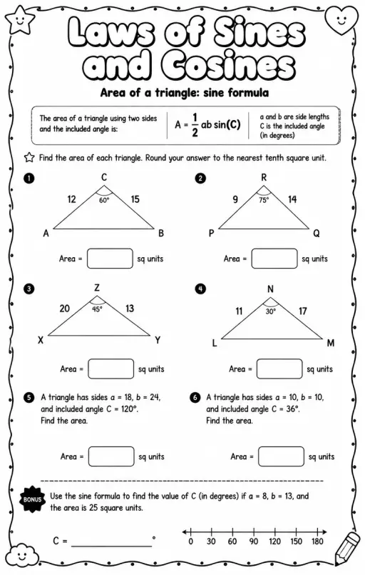 Area of a triangle: sine formula