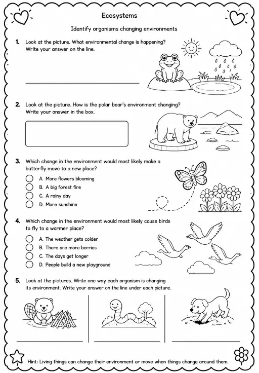 Identify organisms changing environments