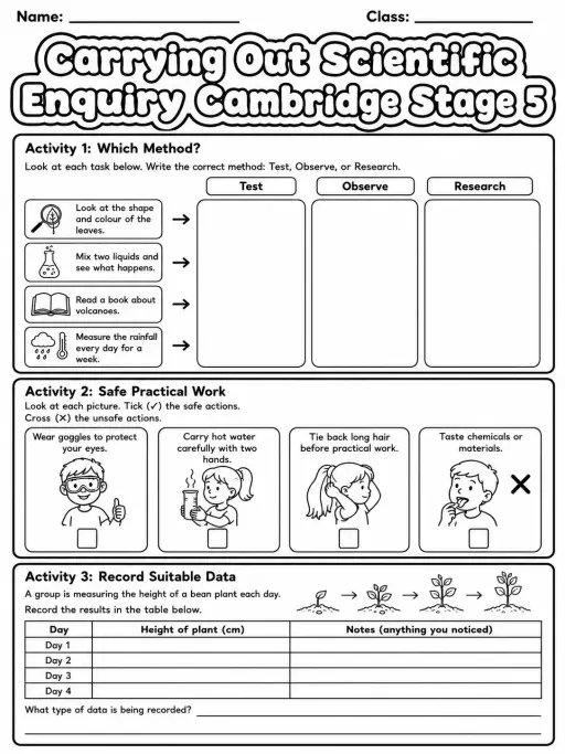 Carrying Out Scientific Enquiry Cambridge Stage 3