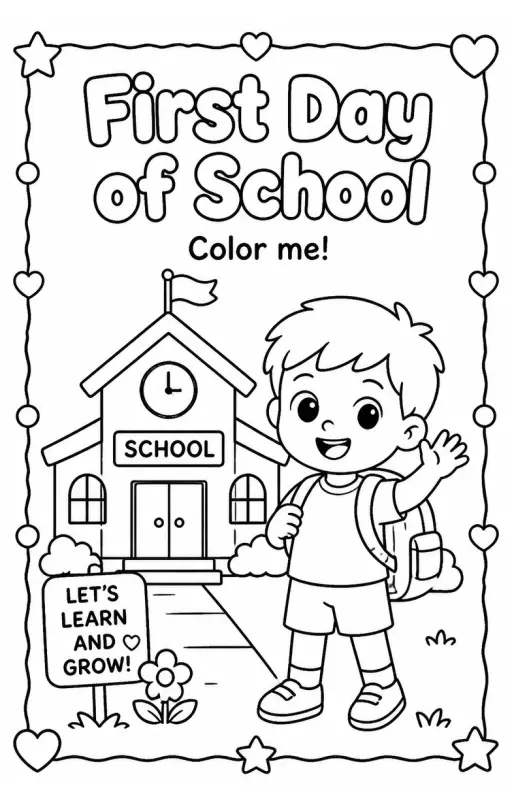 First Day of School Coloring Pages