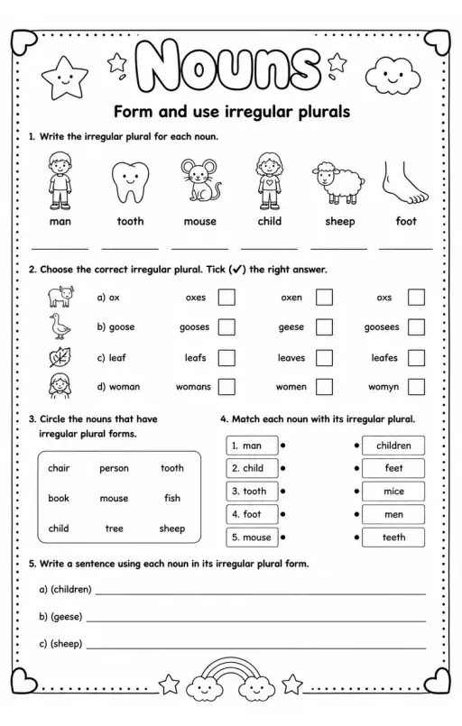 Form and use irregular plurals