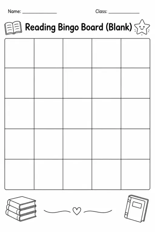 Reading Bingo Board (Blank)