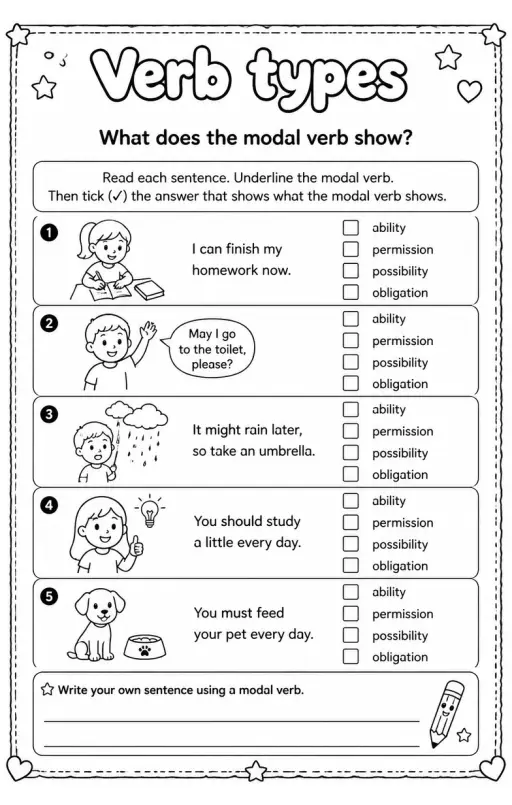 What does the modal verb show?