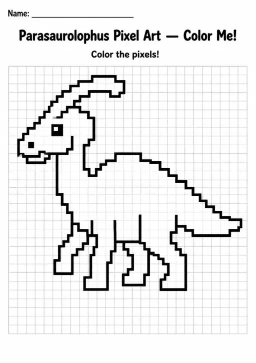 Parasaurolophus Pixel Art Coloring Page