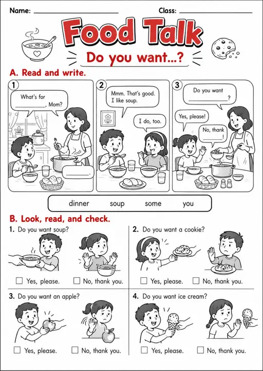 Food Talk | Grades 2-3 English Language Arts Worksheet