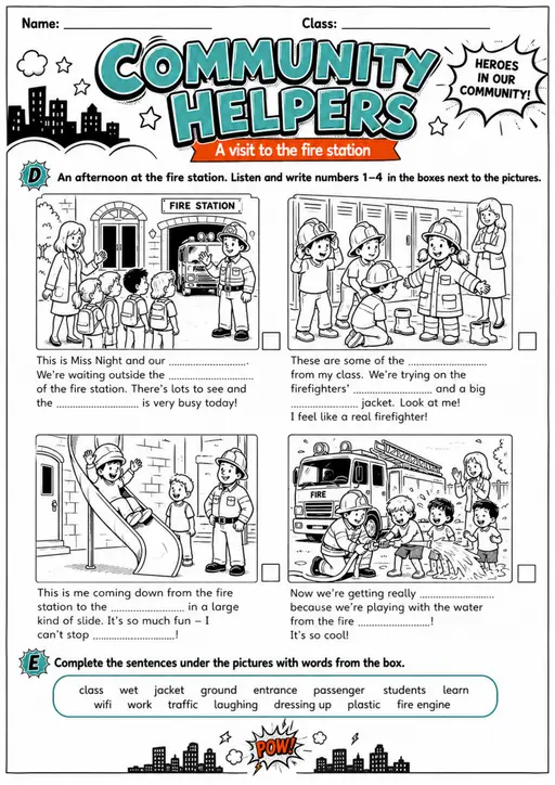 Cambridge Flyers - COMMUNITY HELPERS - Practice 2 | Free Worksheet