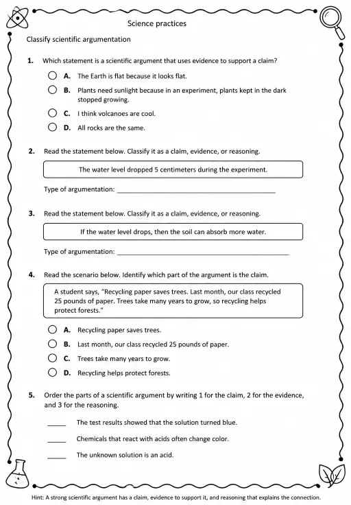 Classify scientific argumentation