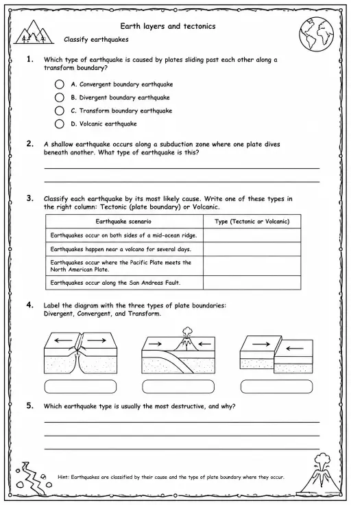 Classify earthquakes