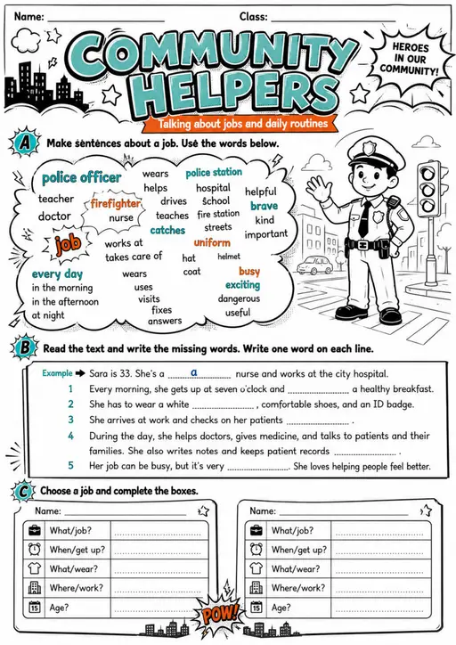 Cambridge Flyers - COMMUNITY HELPERS | Free Worksheet