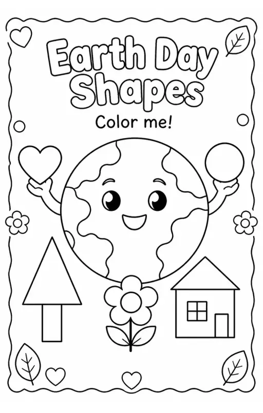 Earth Day Shapes Coloring Page